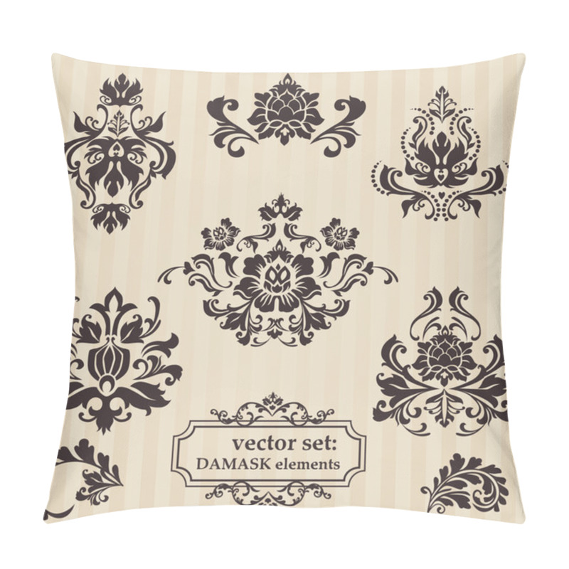 Personality  Set Of Ornamental DAMASK Illustrations - For Your Design, Invita Pillow Covers