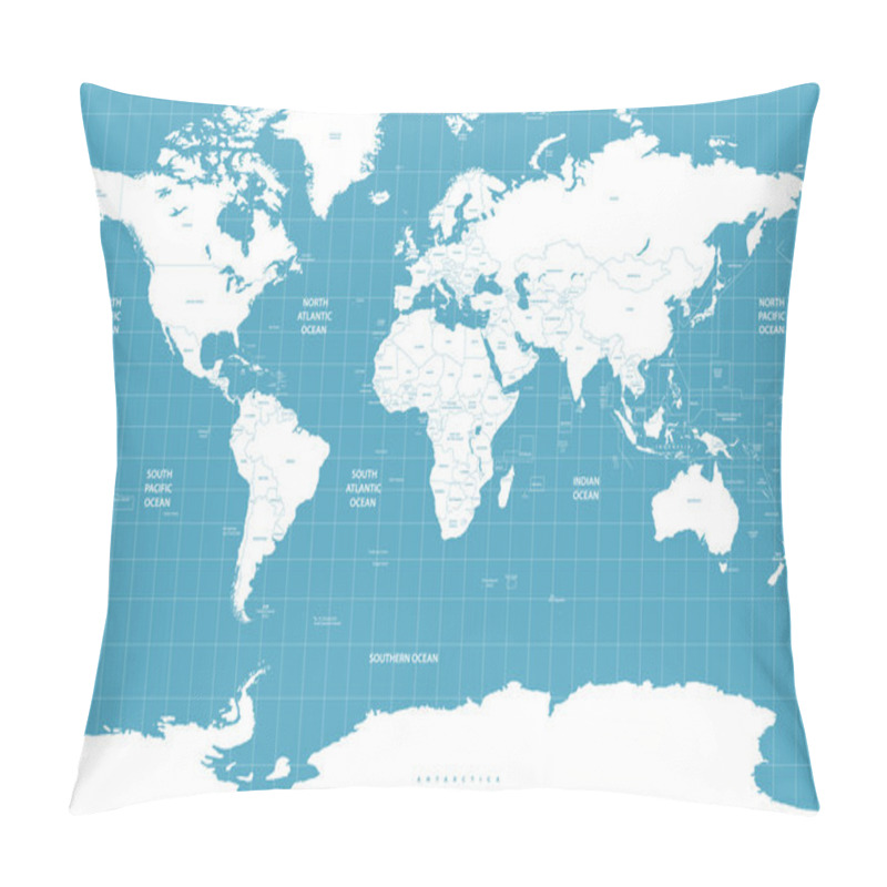 Personality  Political World Map On Soft Blue Background Pillow Covers