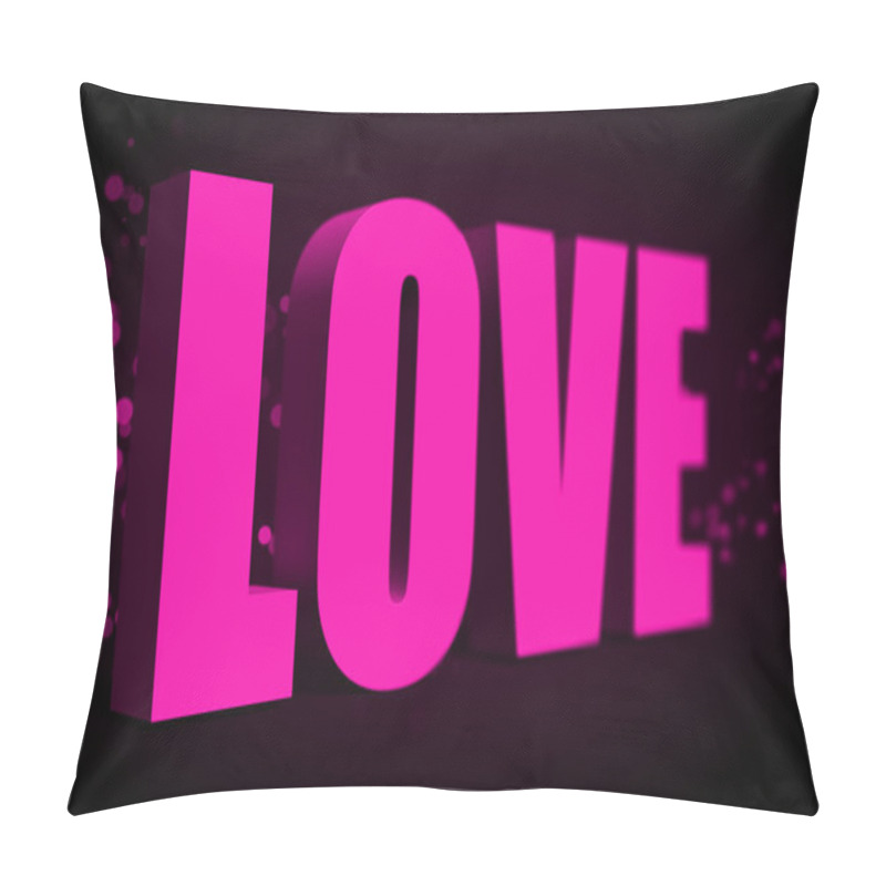 Personality  3d Love Text And Blurry Lights In Back On Dark Background Pillow Covers