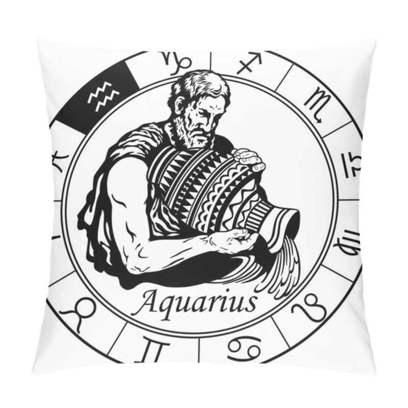 Personality  Aquarius Zodiac Sign Black White Pillow Covers