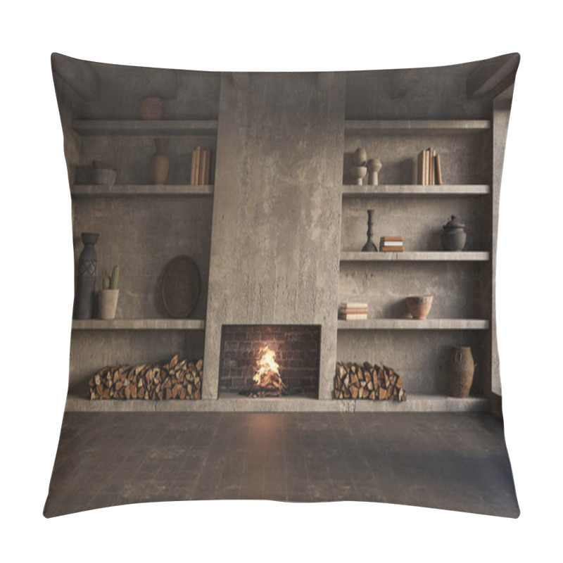 Personality  Wabi Sabi Living Room Interior. Interior Mockup, 3d Render Pillow Covers