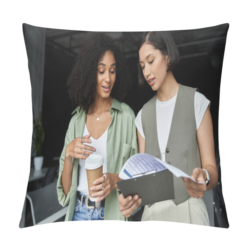 Personality  A Lesbian Couple Working Together In An Office. Pillow Covers