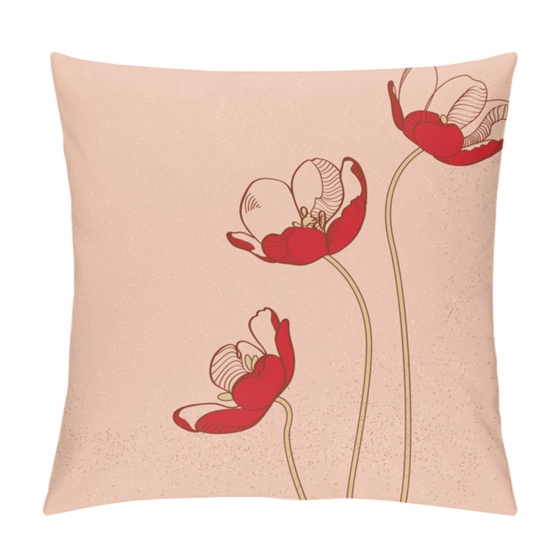 Personality  Vector Red Tulips. Vector Illustration.  Pillow Covers