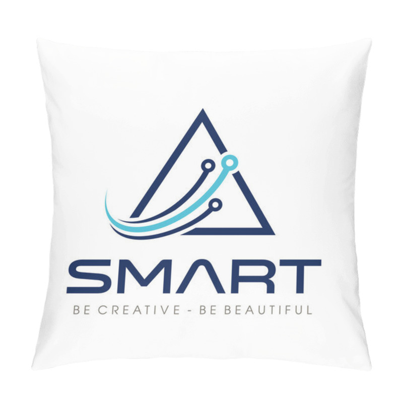 Personality  Smart Tech Logo, Computer Technology Logo Vector Pillow Covers