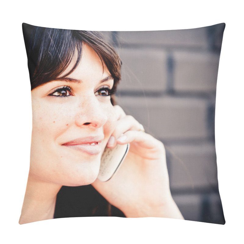 Personality  Woman Using A Mobile Phone Pillow Covers