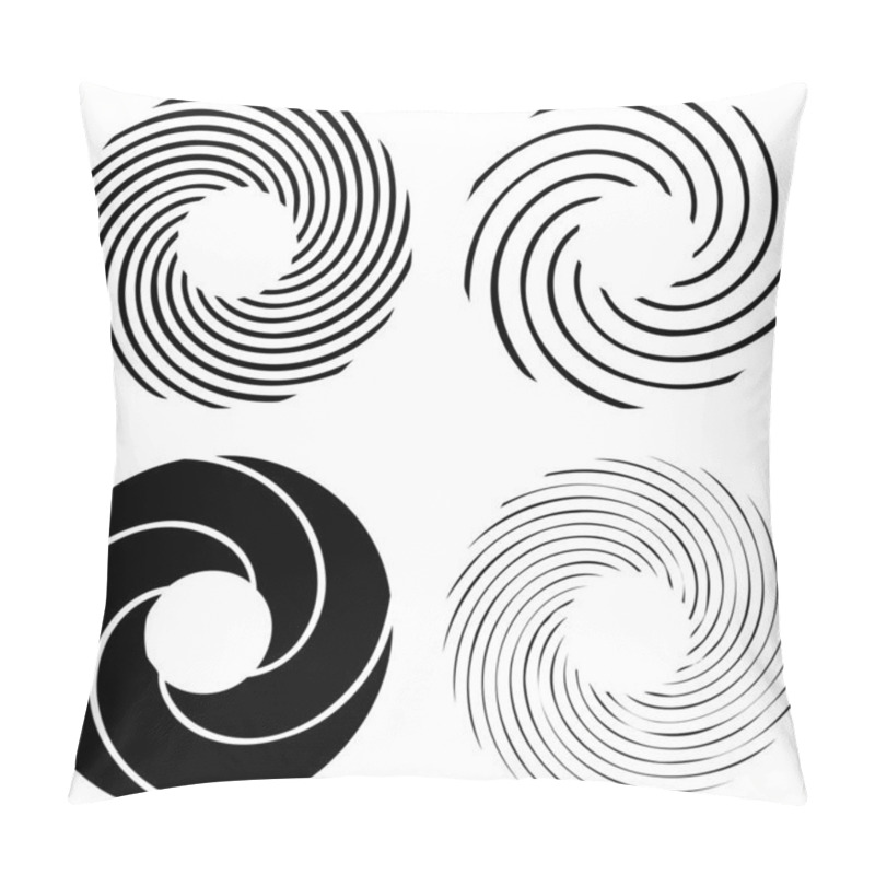 Personality  Circular Spiral, Swirl, Twirl Design Element. Concentric, Radial And Radiating Burst Of Lines With Rotation, Gyre And Curved Distortion Pillow Covers