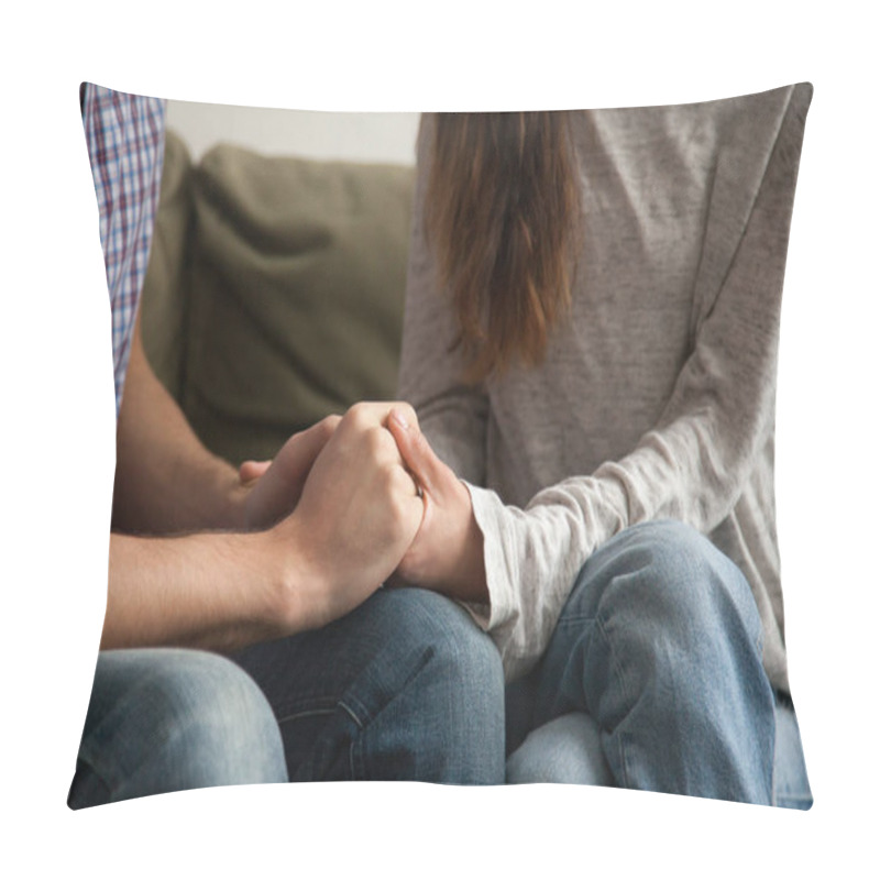 Personality  Close Up Of Couple Holding Hands, Support And Understanding Conc Pillow Covers