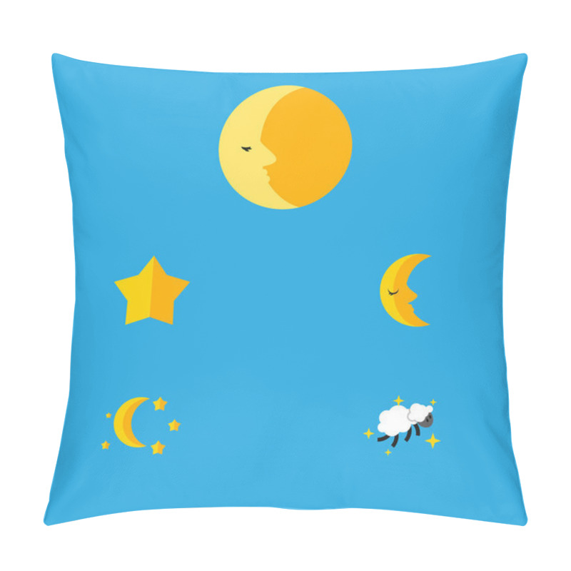 Personality  Flat Icon Night Set Of Bedtime, Moon, Lunar And Other Vector Objects. Also Includes Lunar, Midnight, Nighttime Elements. Pillow Covers