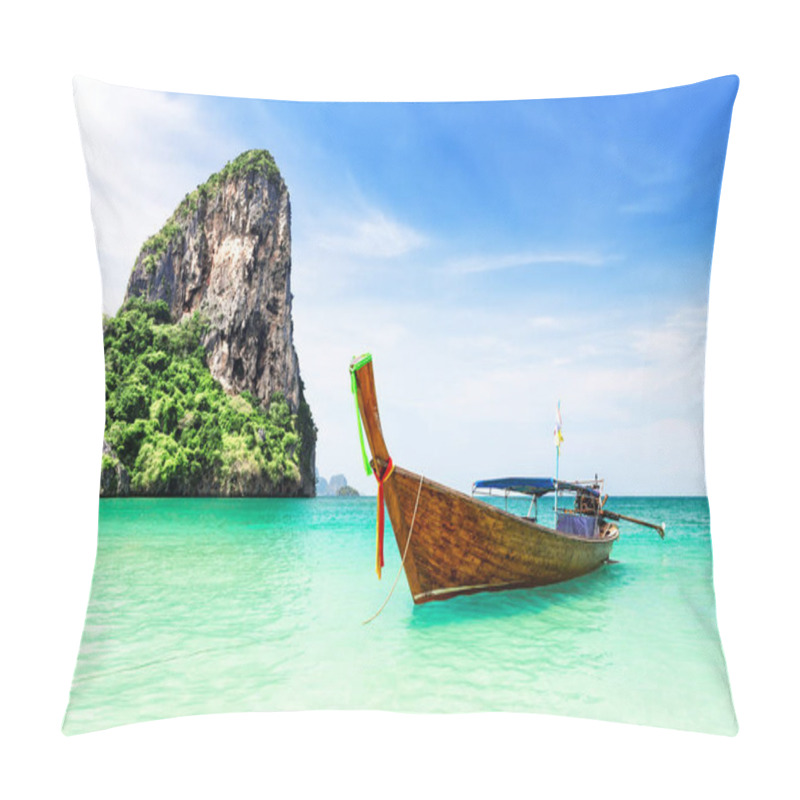 Personality  Thai Traditional Wooden Longtail Boat. Pillow Covers