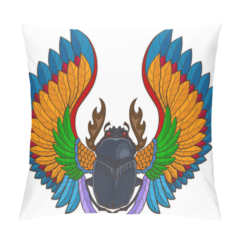 Personality  Scarab Beetle, Tattoo Style Pillow Covers