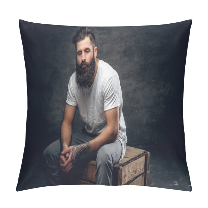 Personality  Bearded Brutal Man In T Shirt Pillow Covers