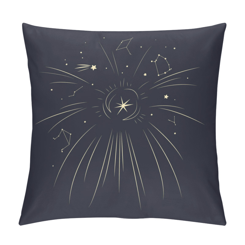 Personality  Night Sky Background Isolated Design Element. Stars, Constellations, Planets, And Beams. Vector Illustration. Pillow Covers