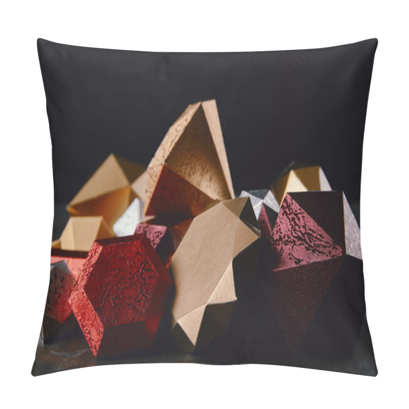 Personality  Close-up View Of Beautiful Shiny Faceted Minerals On Black Background  Pillow Covers