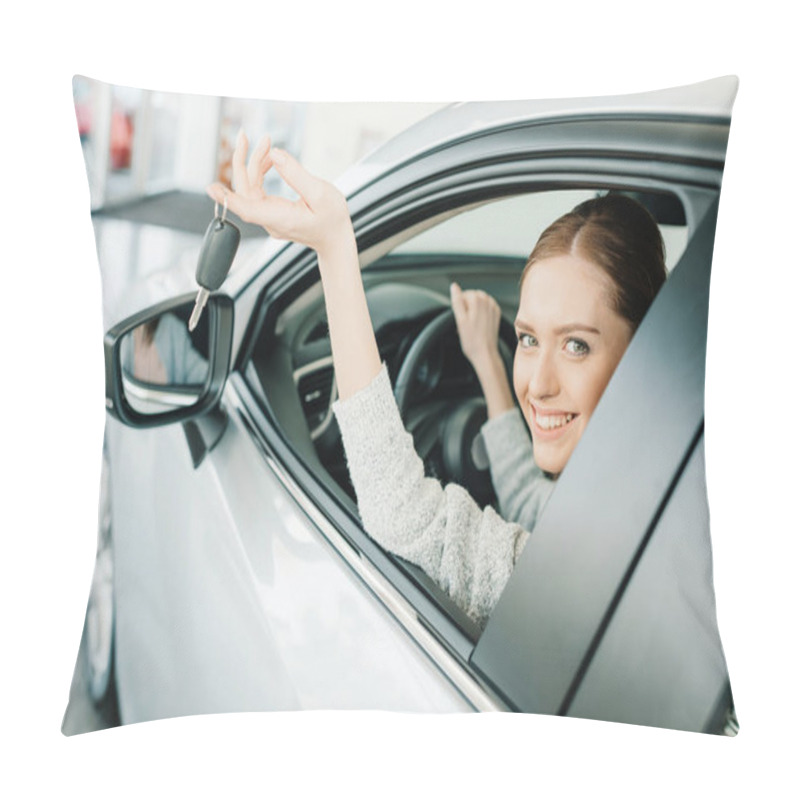 Personality  Woman Sitting In New Car  Pillow Covers