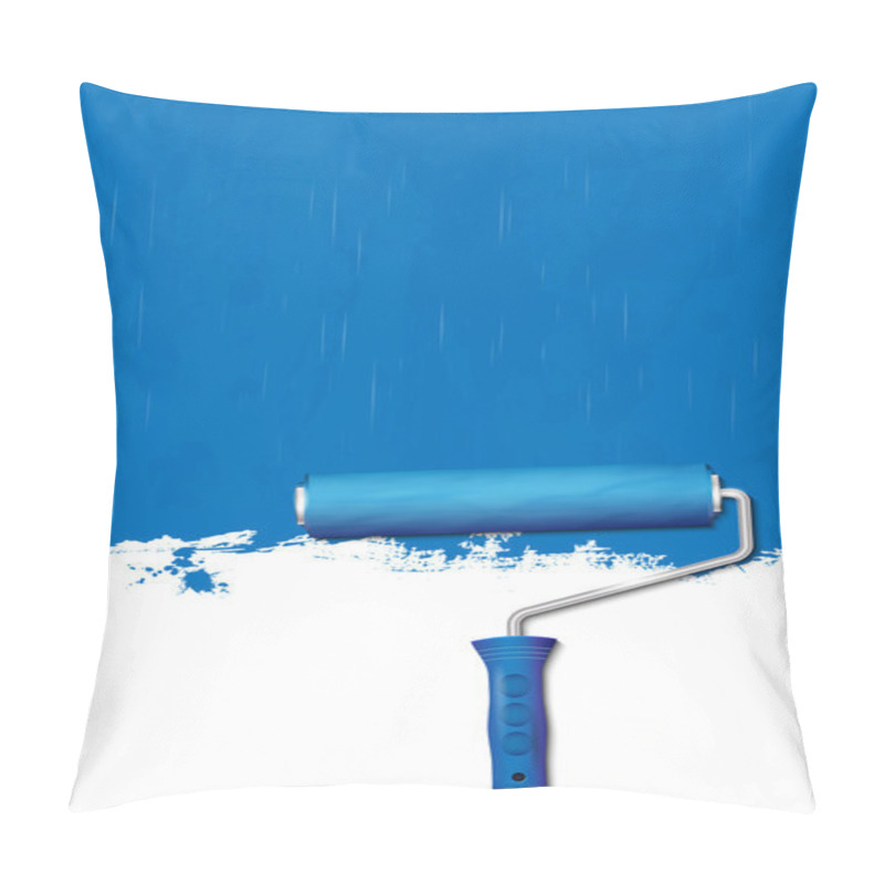 Personality  Paint Roller - Painting The Walls Blue Pillow Covers