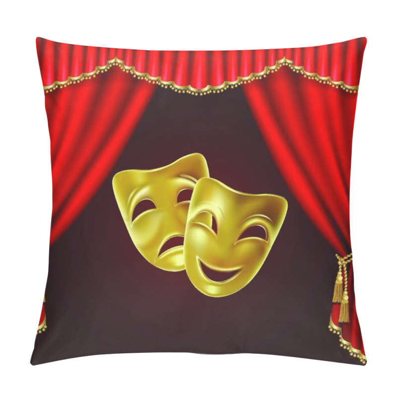 Personality  Theatrical Mask On A Red Background. Mesh. Clipping Mask Pillow Covers