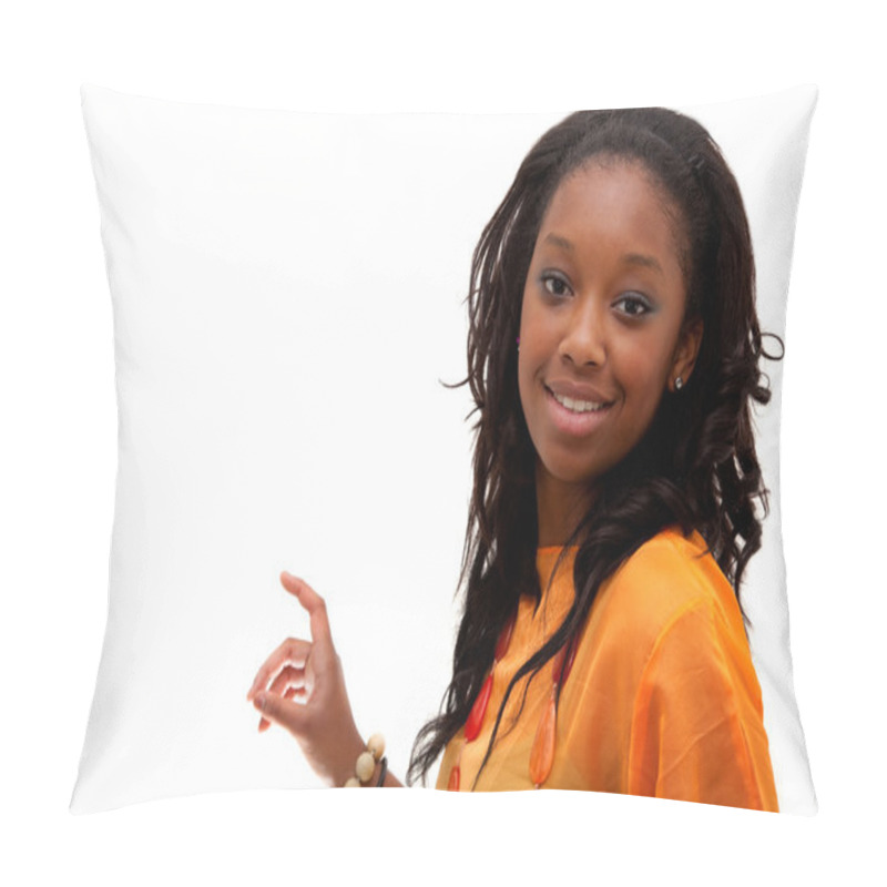 Personality  Young African American Woman Smiling Pillow Covers