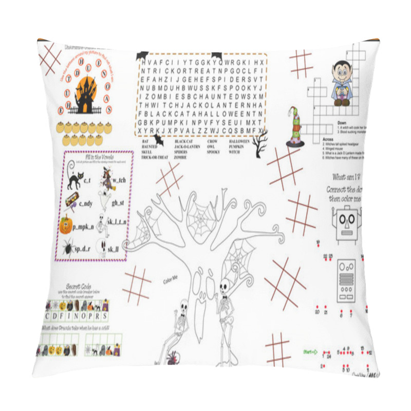 Personality  Placemat Halloween Printable Acitvity Sheet 10 Pillow Covers