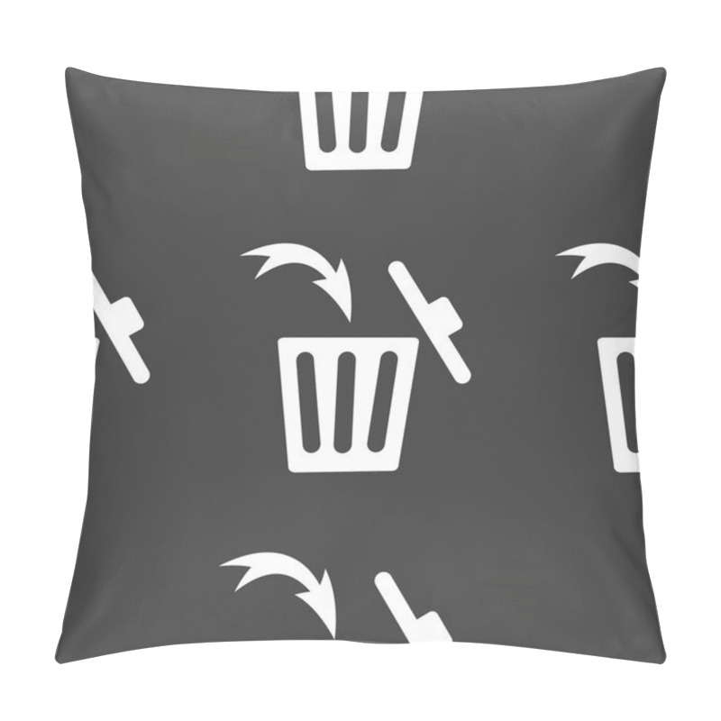 Personality  Trash Bin Web Icon. Flat Design. Seamless Gray Pattern. Pillow Covers