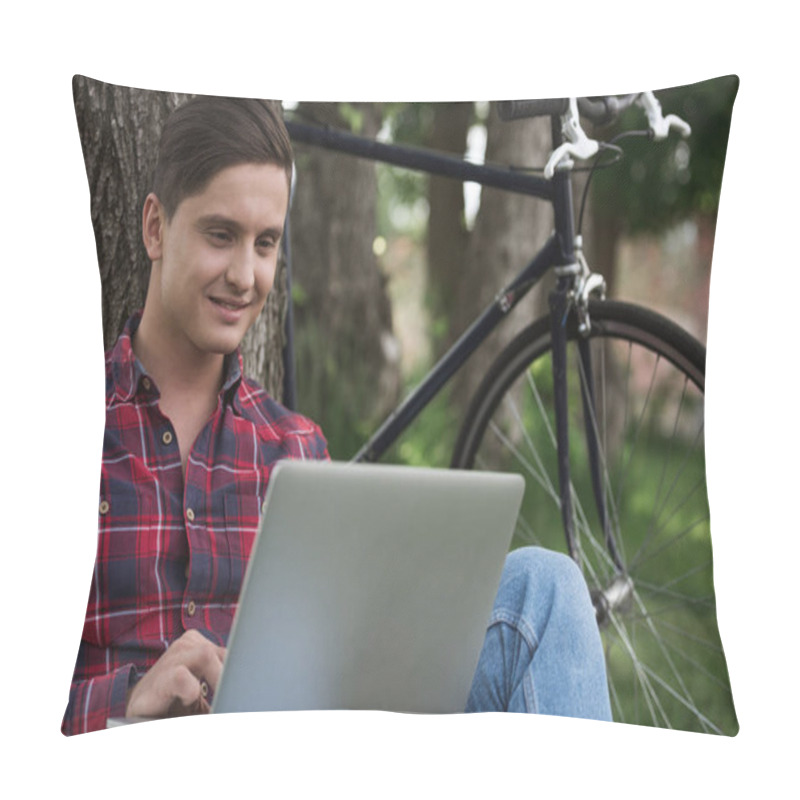 Personality  Man Using Laptop Pillow Covers