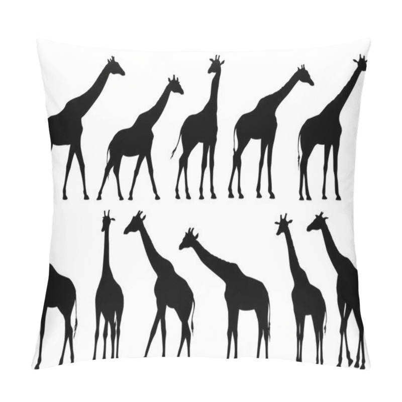 Personality  Set Vector Silhouettes Of Giraffes. Pillow Covers