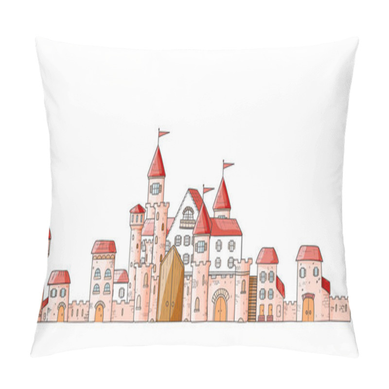 Personality  Vector Magic Cartoon Cute Medieval Castles. Pillow Covers