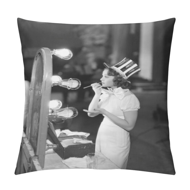 Personality  Woman In Costume Applying Makeup Pillow Covers