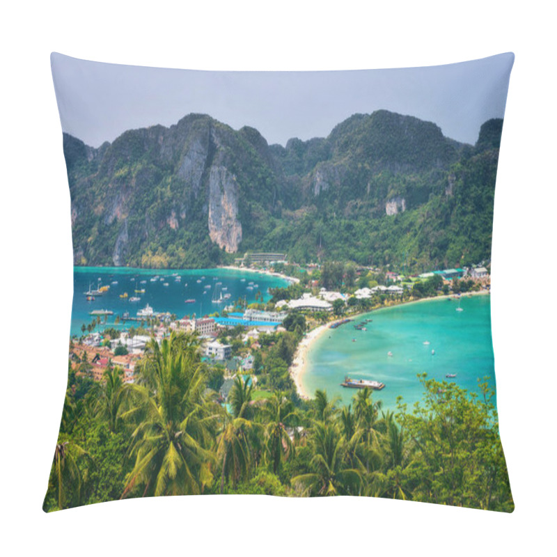 Personality  Tonsai Village And The Mountains Of Koh Phi Phi Island In Thailand Pillow Covers