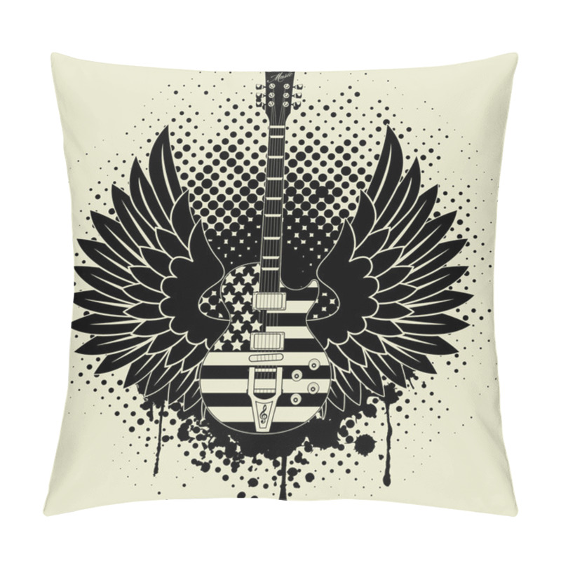 Personality  Image Of A Guitar With Wings Pillow Covers