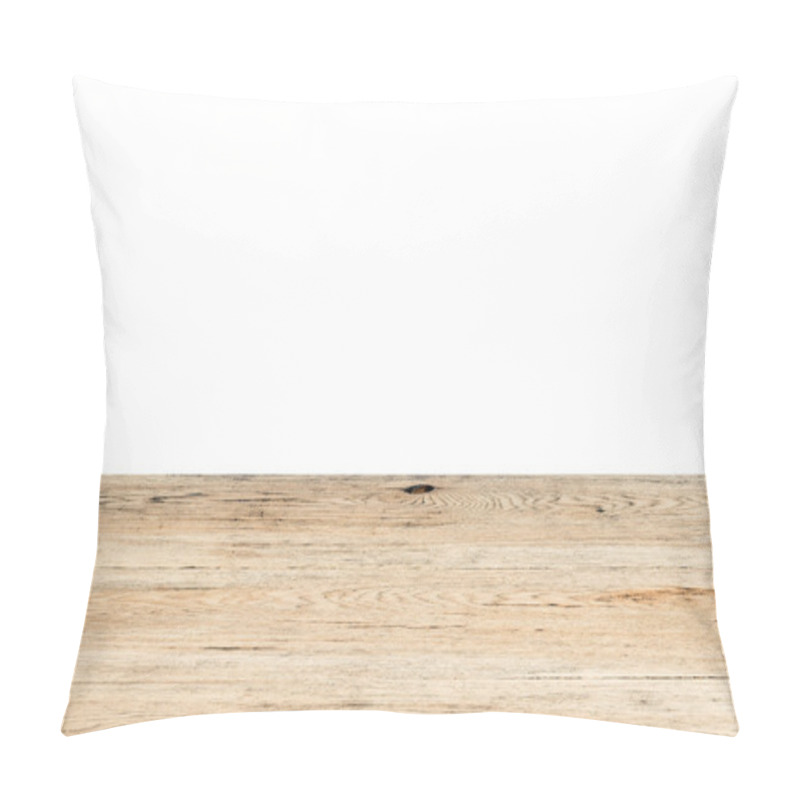 Personality  Empty Wooden Table With White Background Pillow Covers