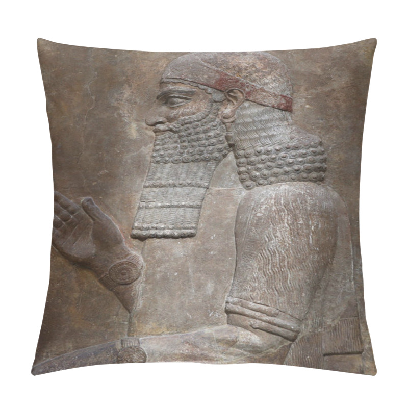 Personality  PARIS, FRANCE, APRIL 03, 2017 : Architectural Details Of The Assyrian Khorsabad Square, The Louvre, April 03, 2017, In Paris, France Pillow Covers