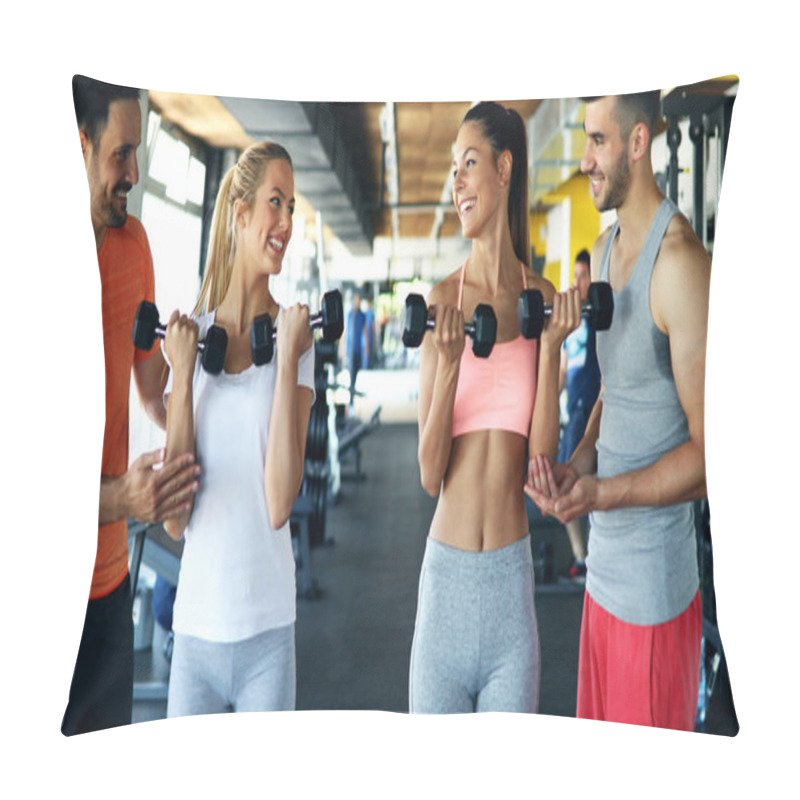 Personality  Women Exercising With Personal Trainers Pillow Covers