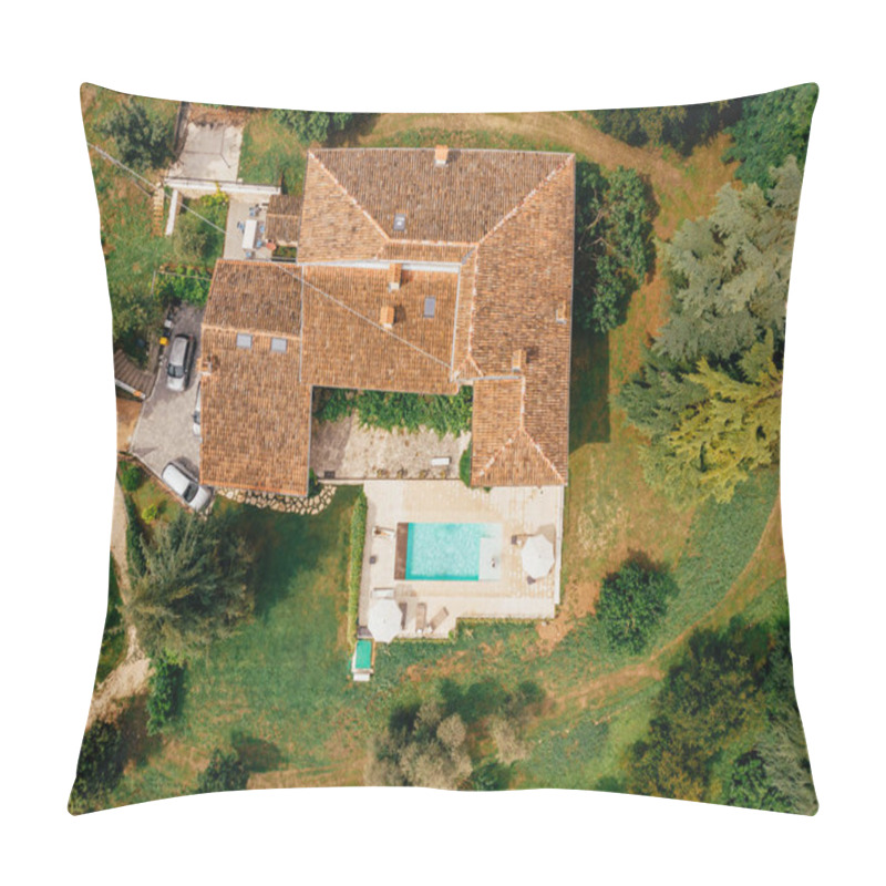 Personality  Top View Of Couple Resting At Swimming Pool Near Villa In Italy Pillow Covers