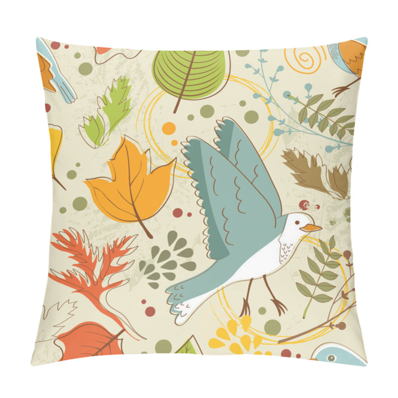 Personality  Autumn Pattern With Birds, Flowers And Leaves Pillow Covers