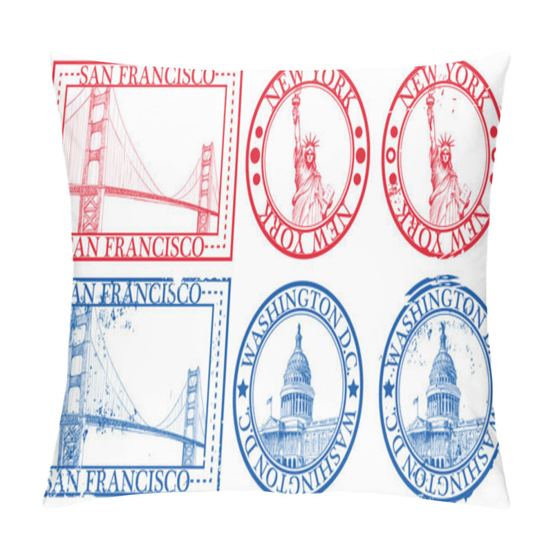 Personality  USA Famous Cities Stamps Pillow Covers