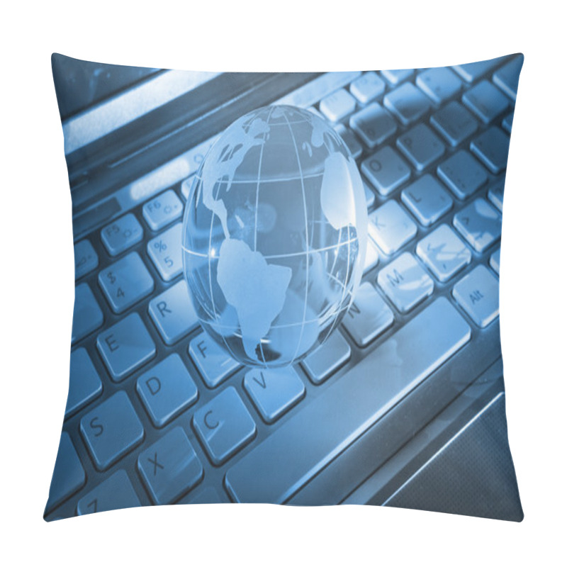 Personality  Technology Earth Globe Against Fiber Optic Background Pillow Covers