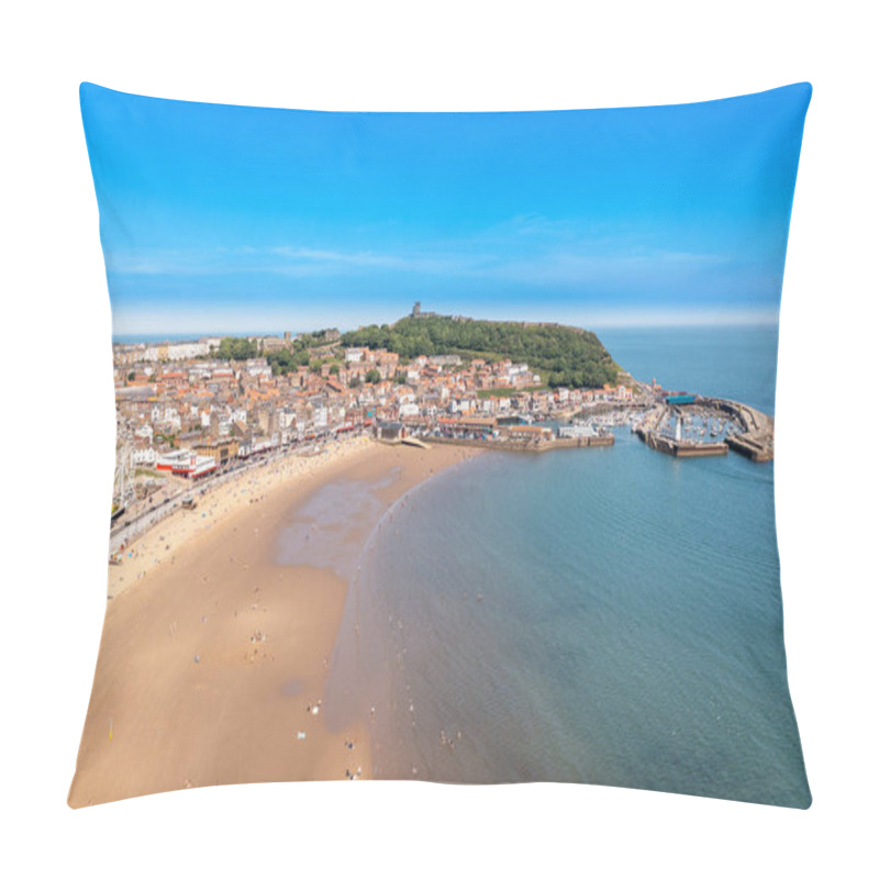 Personality  Aerial Photo Of The Beautiful Seaside Town Of Scarborough In The UK Showing The Beach Front On A Sunny Summers Day Pillow Covers