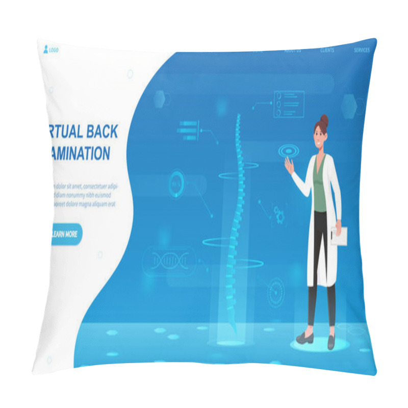 Personality  Female Doctor Is Looking At Human Virtual Reality Spine Pillow Covers