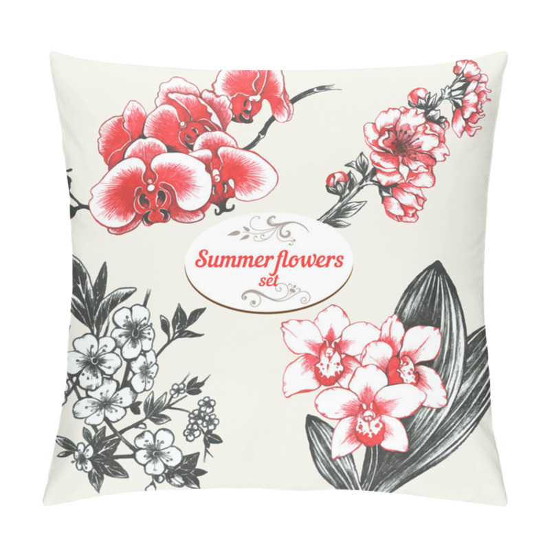 Personality  Set Of Hand Drawn Flowers Pillow Covers