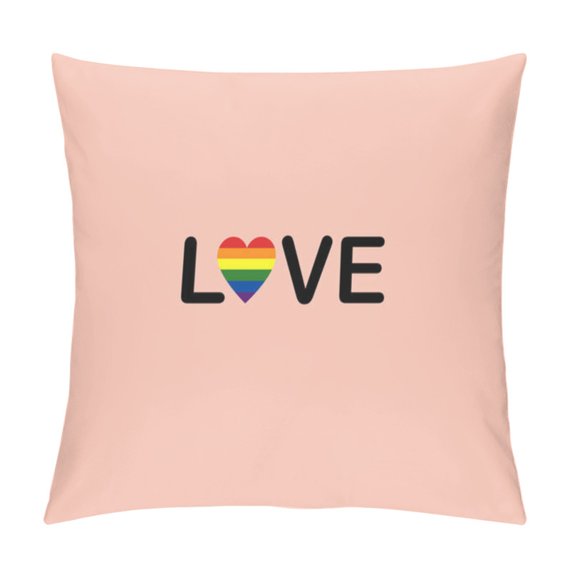 Personality  Illustration Of Lgbt Flag In Heart With Love Lettering Isolated On Pink Pillow Covers