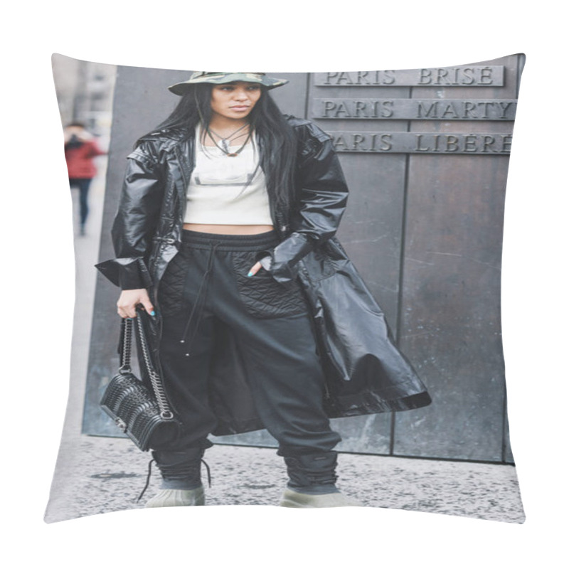 Personality  Paris, France - March 05, 2019: Street Style Outfit Aleali MayModel After A Fashion Show During Paris Fashion Week - PFWFW19 Pillow Covers