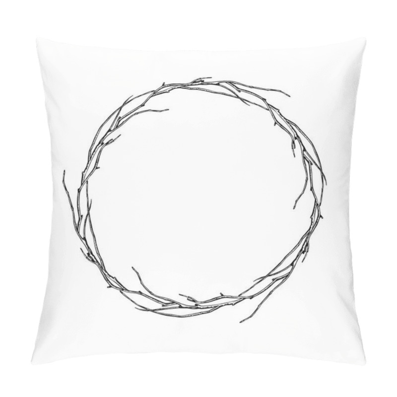 Personality  Round Frame Of Twisted Branches. Pillow Covers