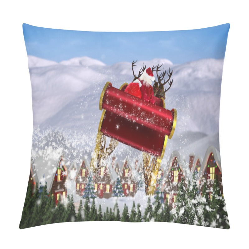 Personality  Composite Image Of Santa Flying His Sleigh Pillow Covers