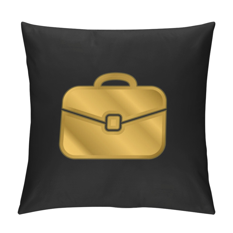 Personality  Black Rounded Suitcase Tool Gold Plated Metalic Icon Or Logo Vector Pillow Covers