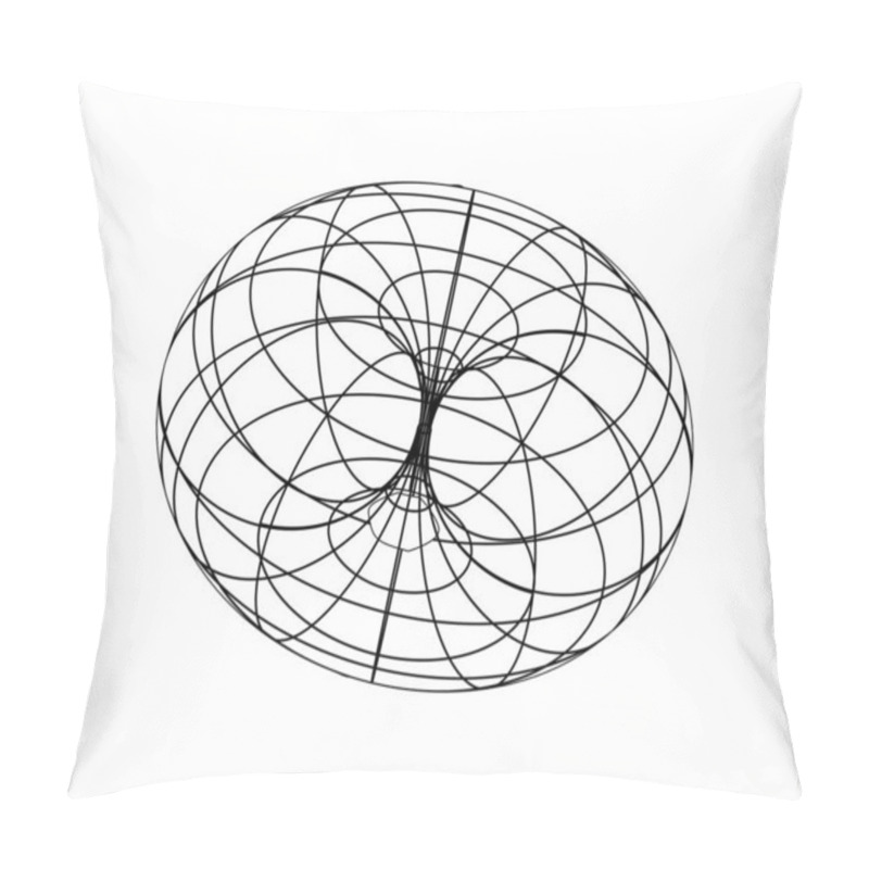 Personality  3d Torus With Mesh. Geometric Shape. Retrofuturism Element. Graphic Element Of Geometrical Shape. Universal Trendy Shapes. Vector Illustration. Pillow Covers