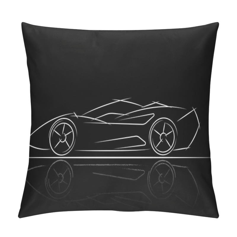 Personality  Stylized Car Design , Vector Illustration Black And White  Pillow Covers