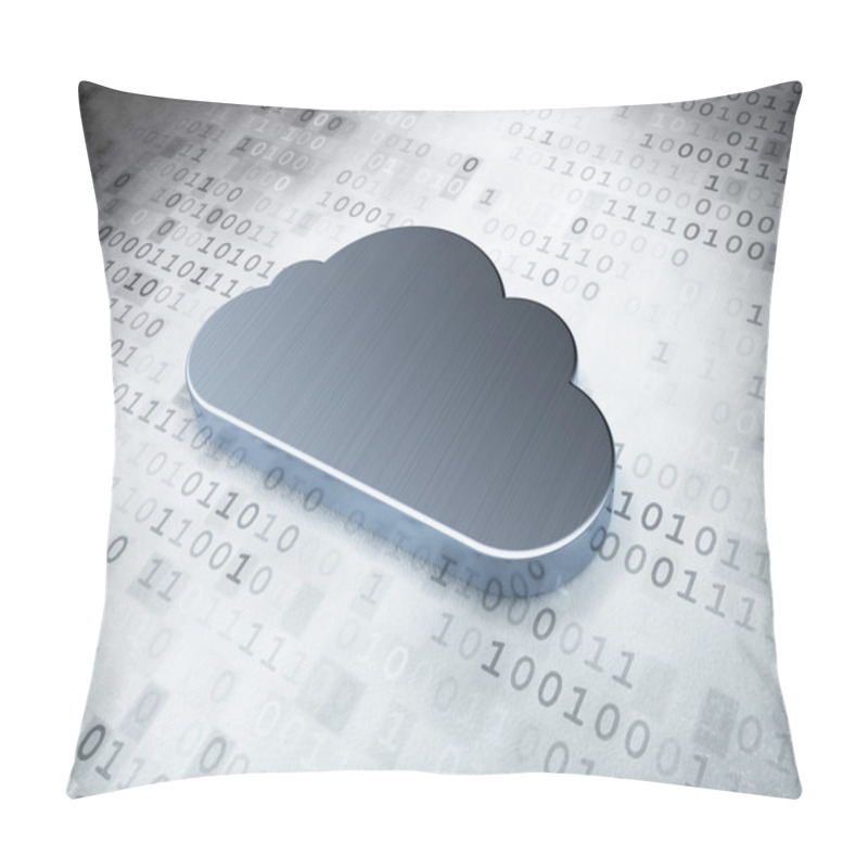 Personality  Networking Concept: Silver Cloud On Digital Background Pillow Covers