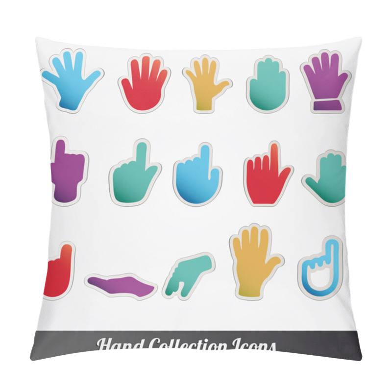 Personality  Human Hand Collection. Vector Icon Set Pillow Covers