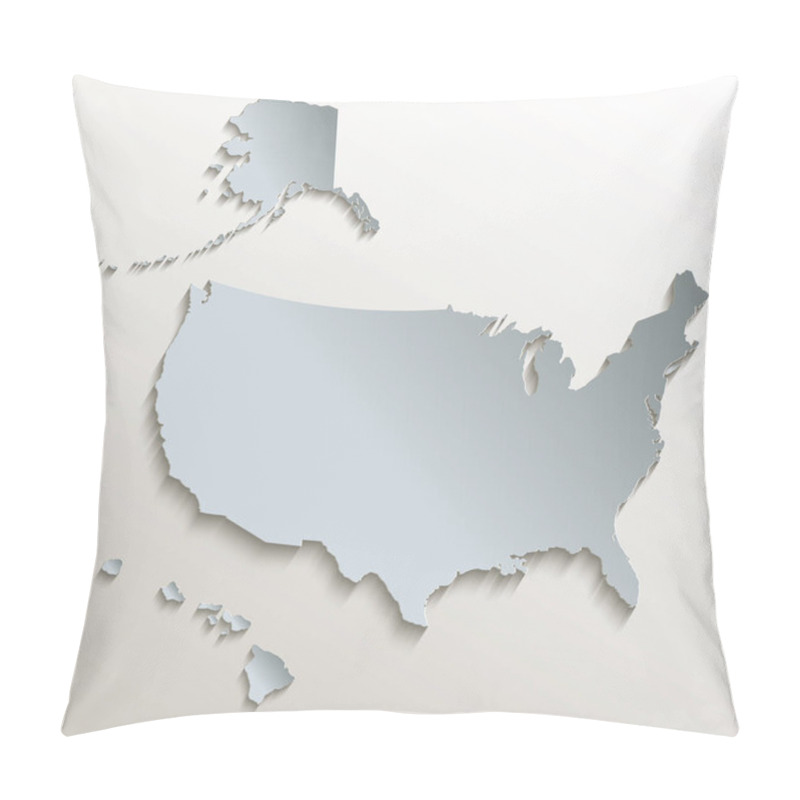 Personality  USA With Alaska And Hawaii Map White Blue Card Paper 3D Raster Pillow Covers