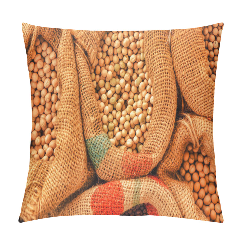 Personality  Plenty Of Harvested Soybean In Burlap Sacks Pillow Covers